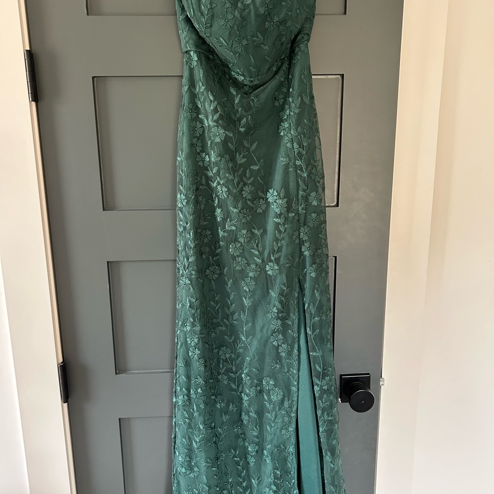 Lulu's Forest Green Strapless Dress